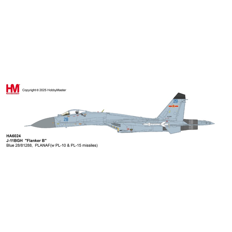 HA6024 | Hobby Master Military 1:72 | J-11BGH Flanker B Blue 28/81288,  PLANAF (w PL-10 & PL-15 missiles) | is due October 2025