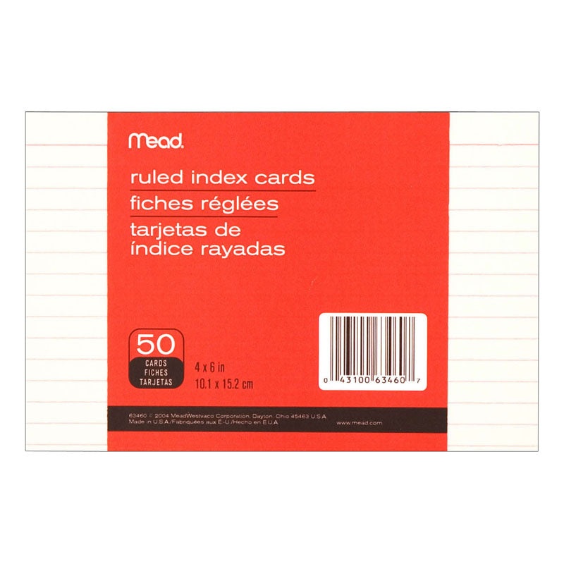 50-Count 4×6 Ruled Index Cards 63460