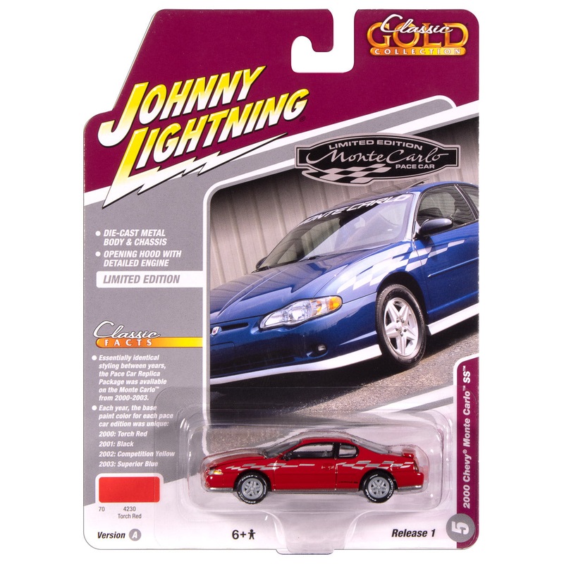 “PRE-ORDER” Johnny Lightning Classic Gold 2000 Chevy Monte Carlo SS (Torch Red) 1:64 Scale Diecast (DUE OCTOBER 2025)