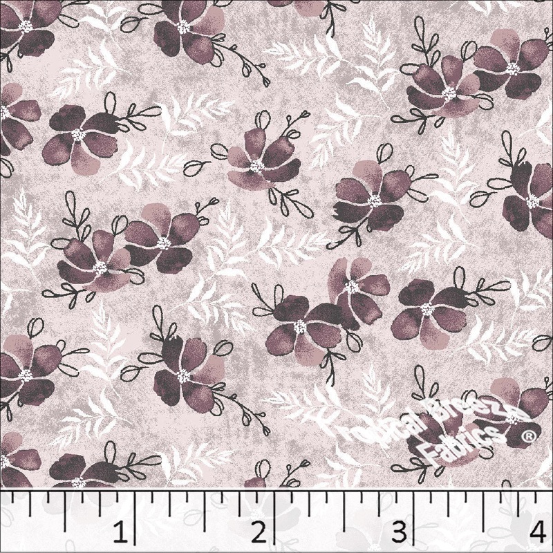 Standard Weave Floral Print Poly Cotton Dress Fabric 6224 Dusty Rose