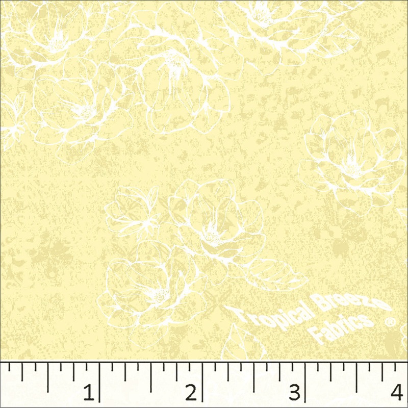 Standard Weave Large Floral Print Dress Fabric 6199 Yellow