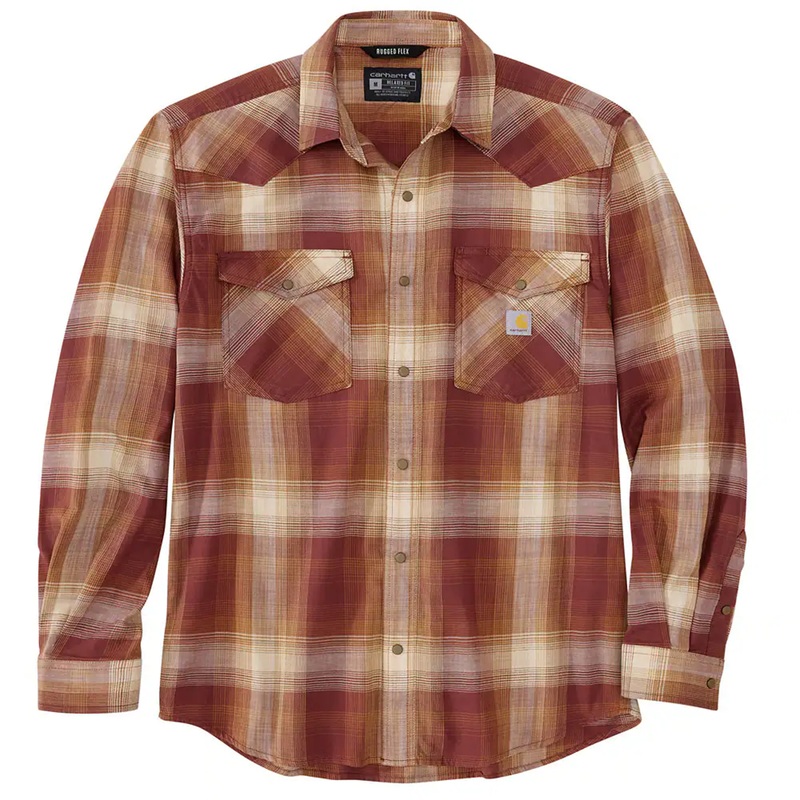 Men’s Montana Relaxed Fit Long-Sleeve Snap-Front Plaid Shirt 106756 Barnwood Medium