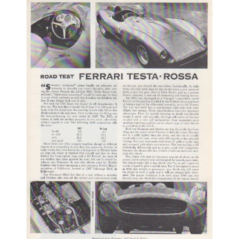 Road & Track Ferrari Testa Rossa Road Test