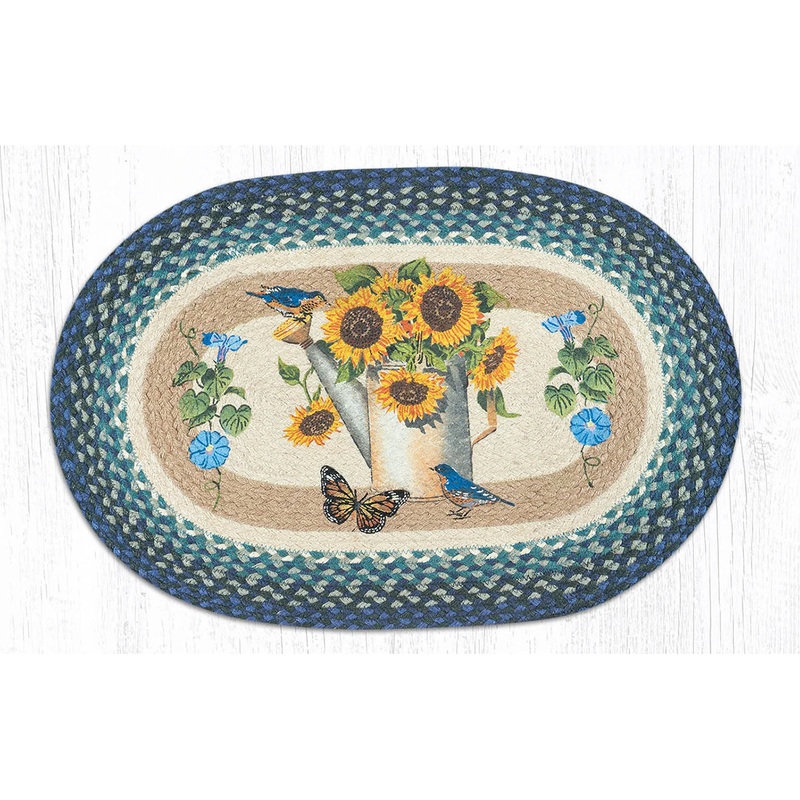 Sunflower Water Can Braided Jute Rug OP-568