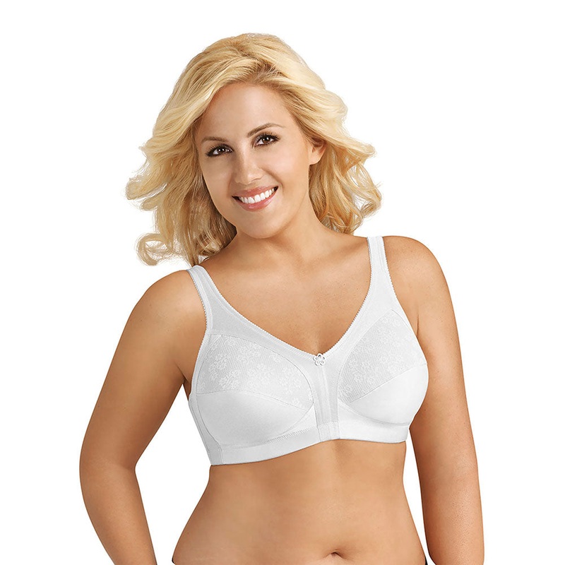 Women’s Slimming Wireless Full-Coverage Bra with Back Closure & Lace 5100548 White 36B