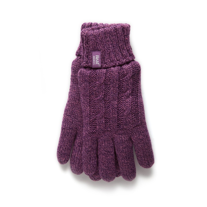 Women’s Thermal Cable Knit Gloves LHHG94 Purple Small/Medium