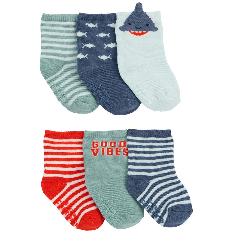 Baby Boys’ 6-Pack Shark Socks 1Q547610 Newborn