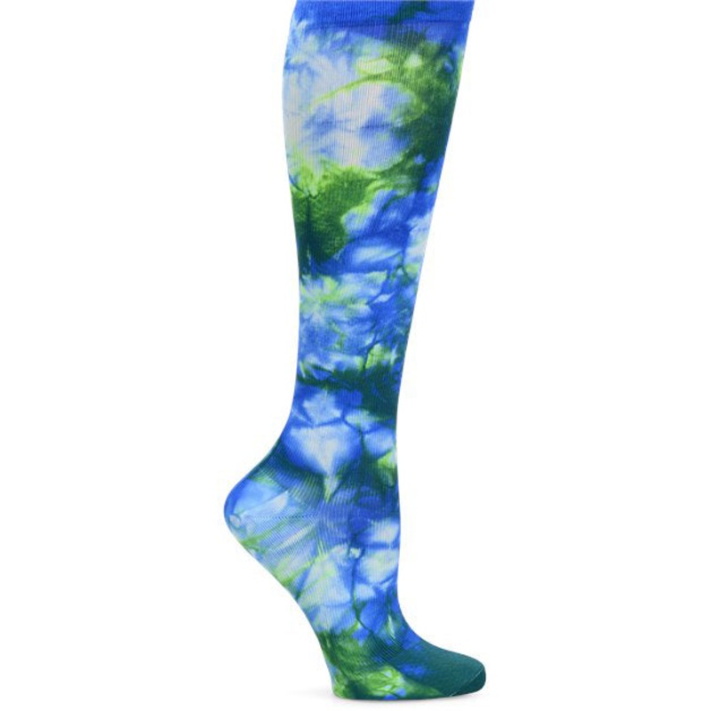 Women’s Tie Dye Compression Socks Royal Blue/Green Average