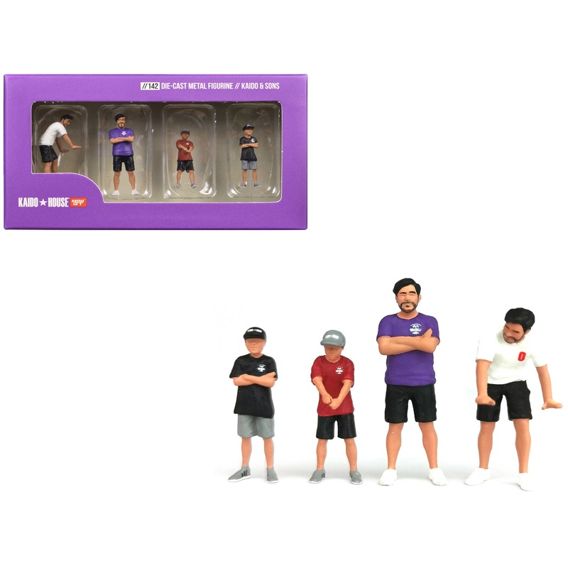 “Kaido and Sons V2” 4 Piece Diecast Figure Set “Kaido House” Special for 1/64 Scale Models by Mini GT