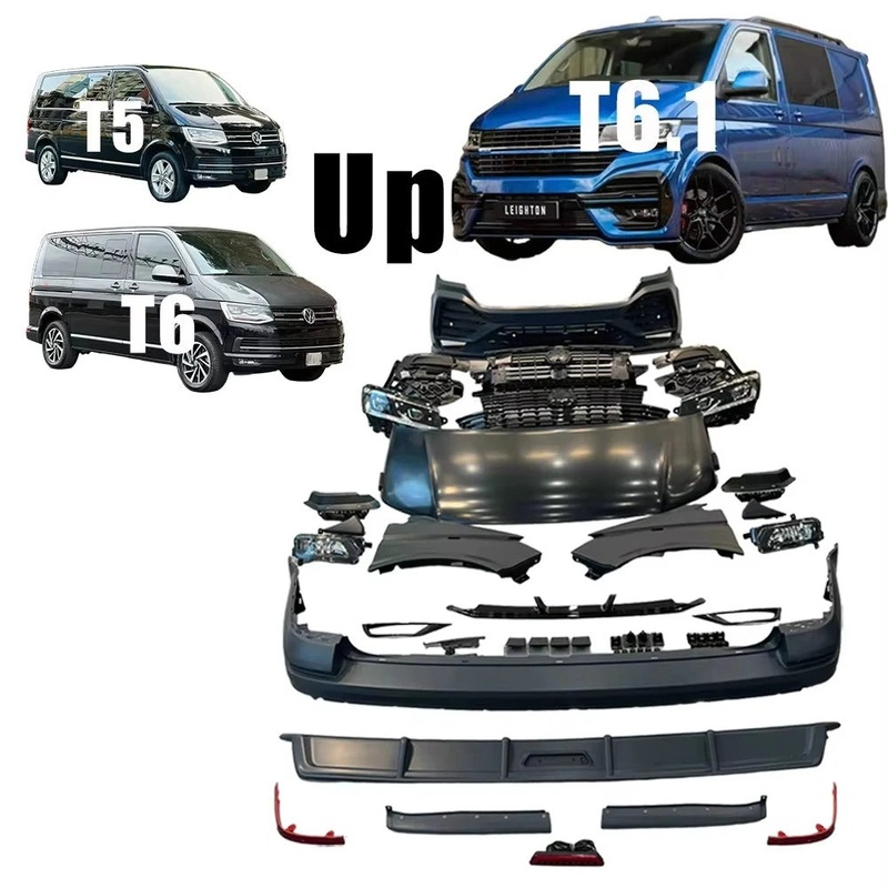 VW MULTIVAN T5 T6 up T6.1 FACELIST BODY KIT Front Rear Bumper Car Grille Fender Headlight for Volkswagen TRANSPOTTER Accessories Primers