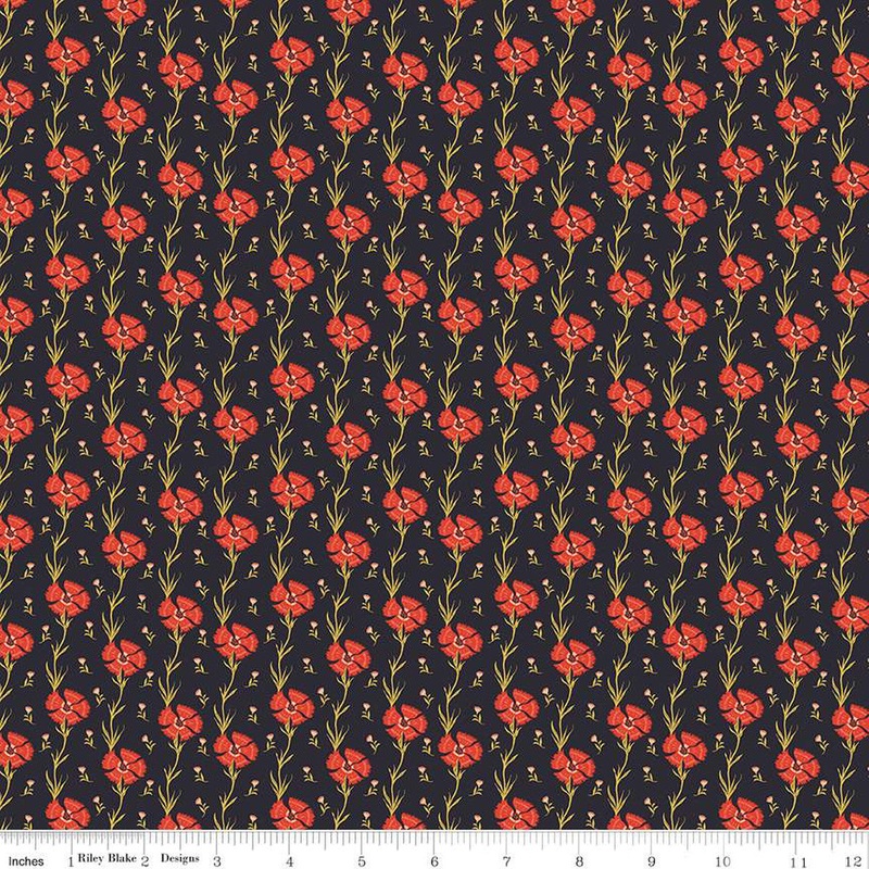 Wanderlust Collection Carnation Cotton Fabric C15474 Charcoal