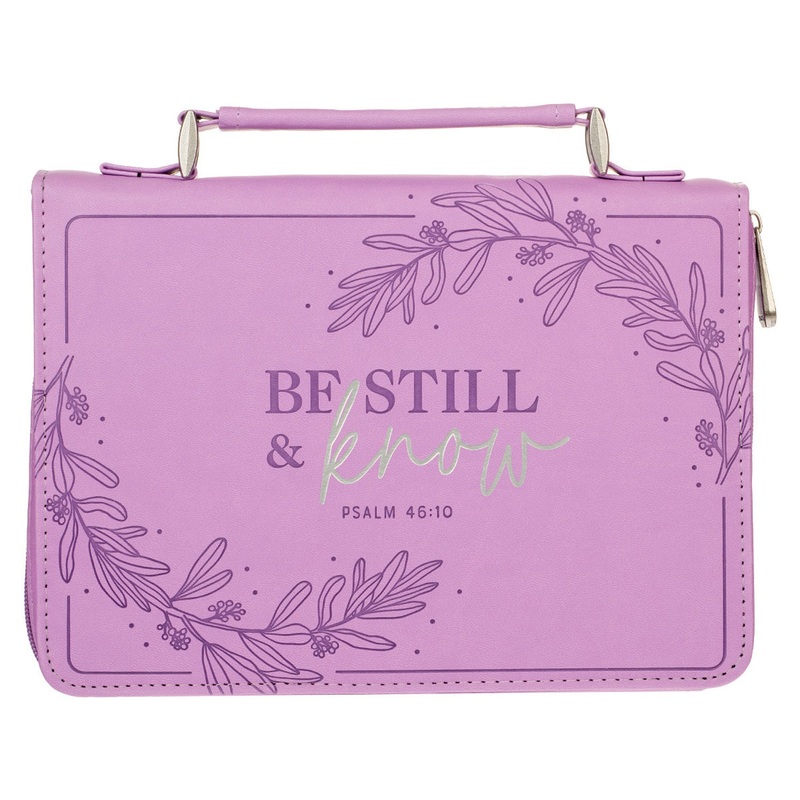 Be Still & Know Purple Laurel Faux Leather Fashion Bible Cover – Psalm 46:10 BBM730 Medium