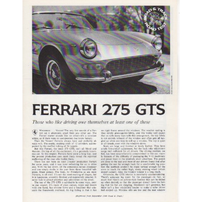 Road & Track Ferrari 275 GTS Road Test