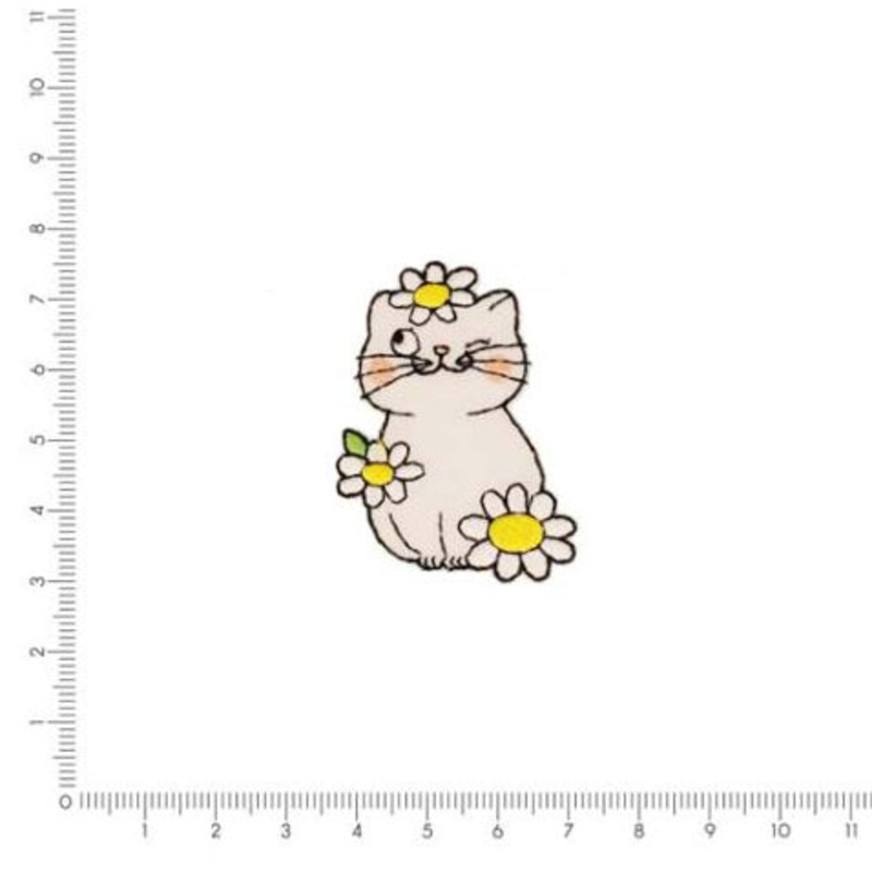 Cat with Flowers Applique M16488