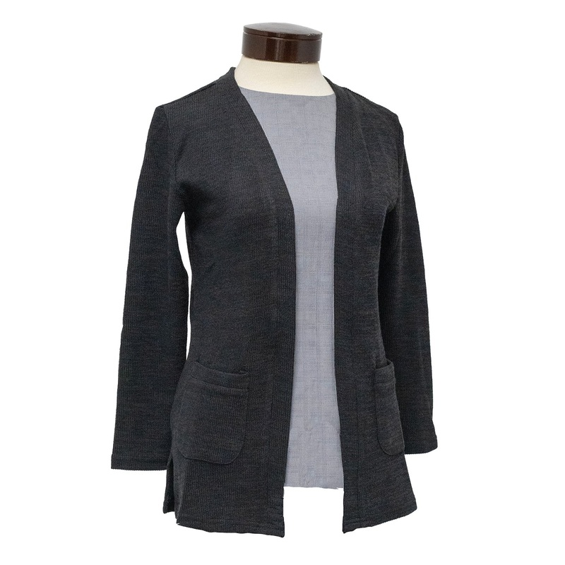 Women’s Open Front Ribbed Cardigan LA8401 Black Small