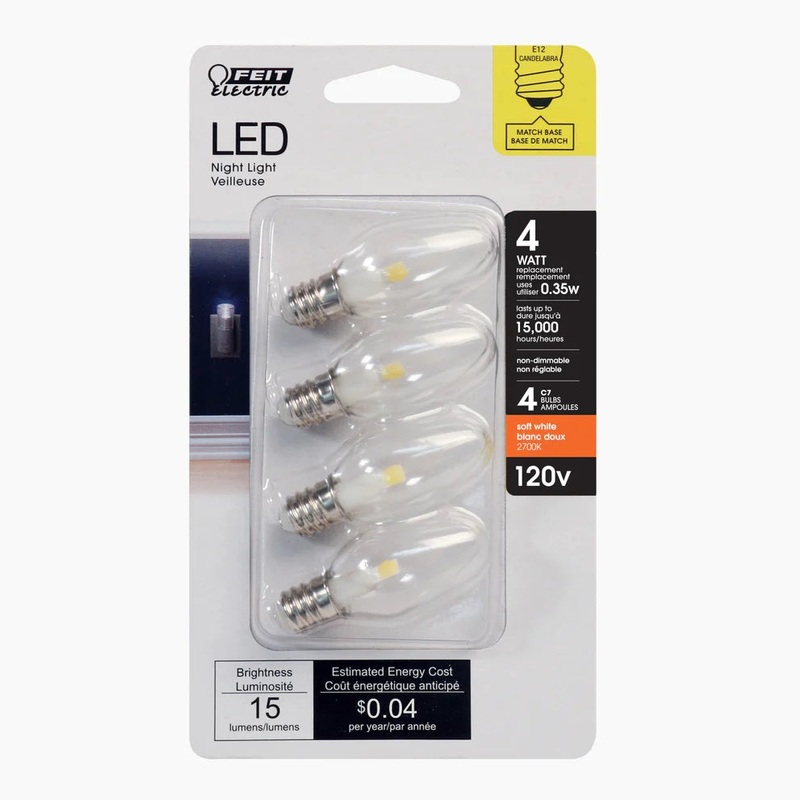 4-Pack E12 LED Night Light Bulbs BP4C7 2700K Soft White