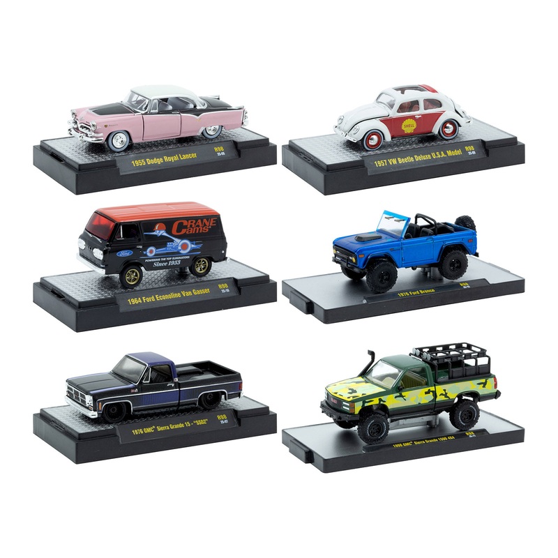 “Auto-Thentics” 6 piece Set Release 98 IN DISPLAY CASES Limited Edition 1/64 Diecast Model Cars by M2 Machines