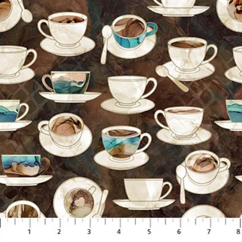 Barista Collection Coffee Mugs Cotton Fabric DP27698 Brown