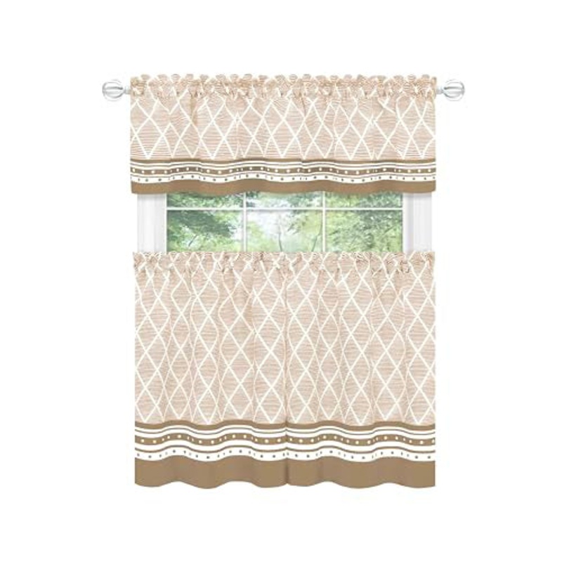 Boho Mocha Tier & Valence Set 1748 24-in Tiers & Valance