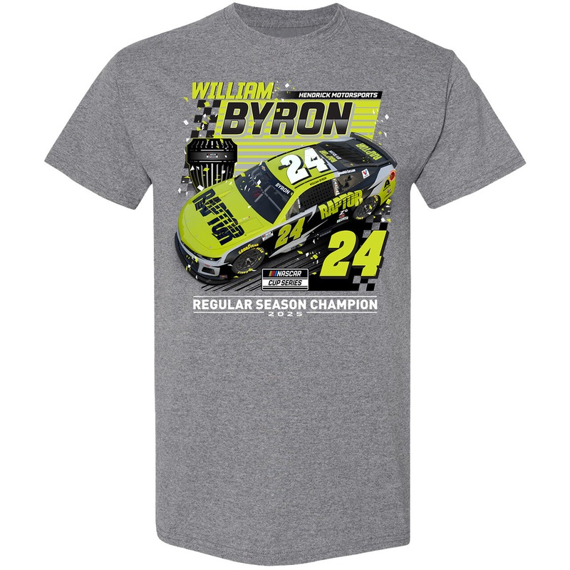 William Byron 2025 NASCAR Cup Series Regular Season Champion T-Shirt Gray Preorder – Ships Within 2-3 Weeks M