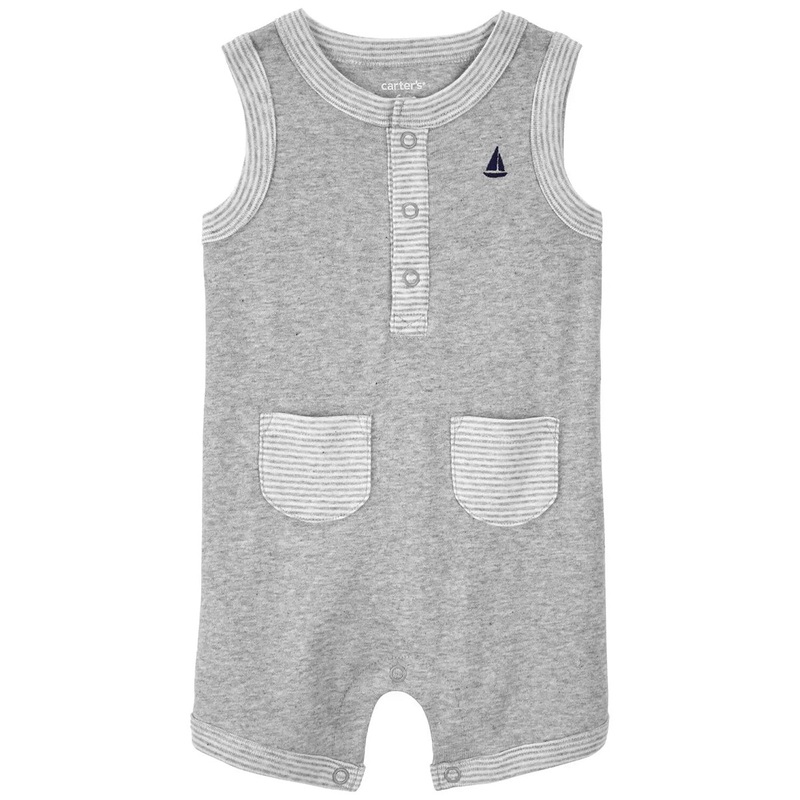 Baby Boys’ Sailboat Pocket Snap-Up Romper 1R030110 Newborn