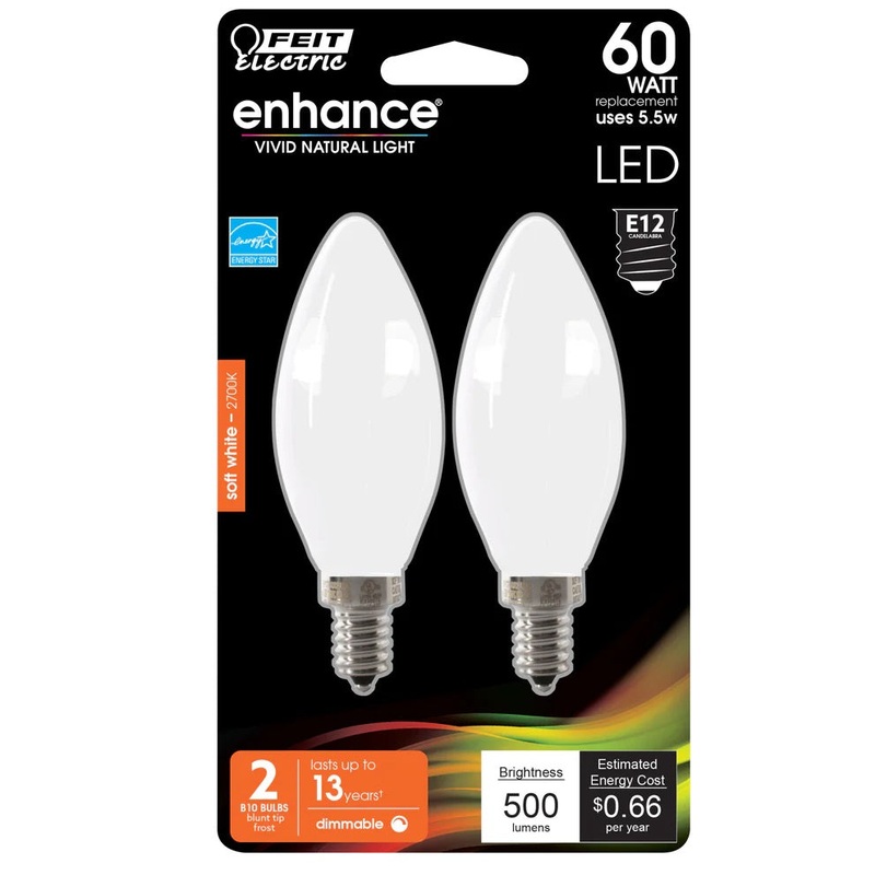 2-Pack 60W Torpedo Tip Frost Enhance LED Light Bulbs BPCTF609 2700K Soft White