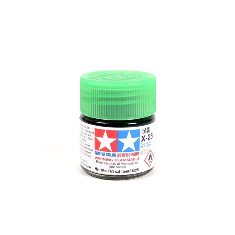 Tamiya Acrylic Mini X25, Clear Green 10ml Bottle