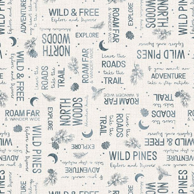 Wild Woods Lodge Collection Word Toss Cotton Fabric 59026 Taupe