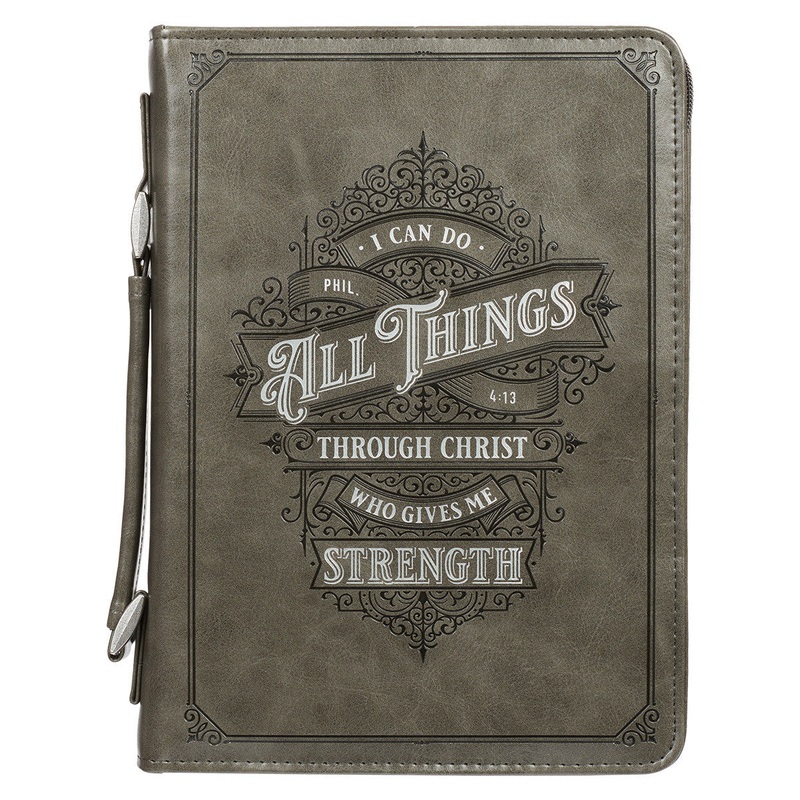 All Things Through Christ Gray Bible Cover BBL726