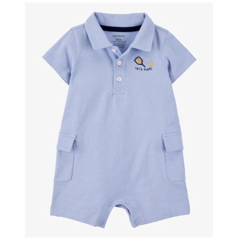 Baby Pickleball Cotton Romper – Blue 1S922910-420 NB