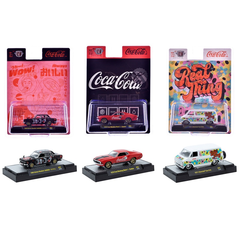 “Coca-Cola” Set of 3 pieces Release 52 Limited Edition to 10000 pieces Worldwide 1/64 Diecast Model Cars by M2 Machines