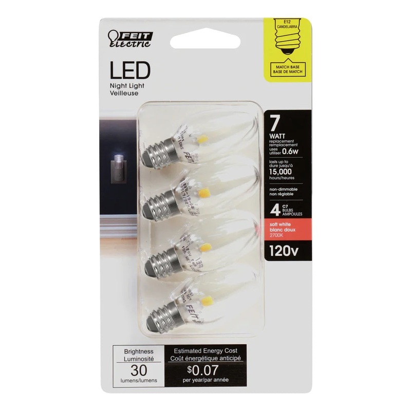 4-Pack 7W LED Night Light Bulbs BP7C7 2700K Soft White