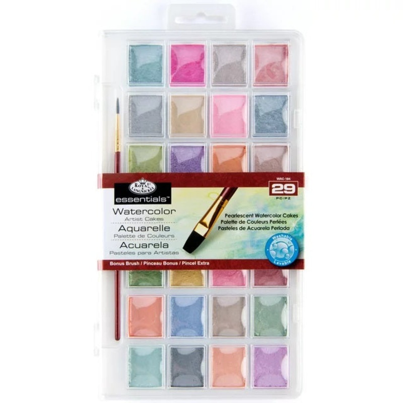28-Color Pearlescent Essentials Watercolor Artist Cakes WAC184