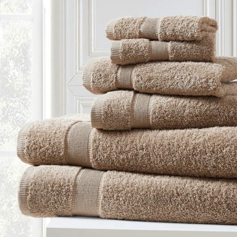 Blissful Bath 6-Piece Plush Cotton Towel Set Hummus