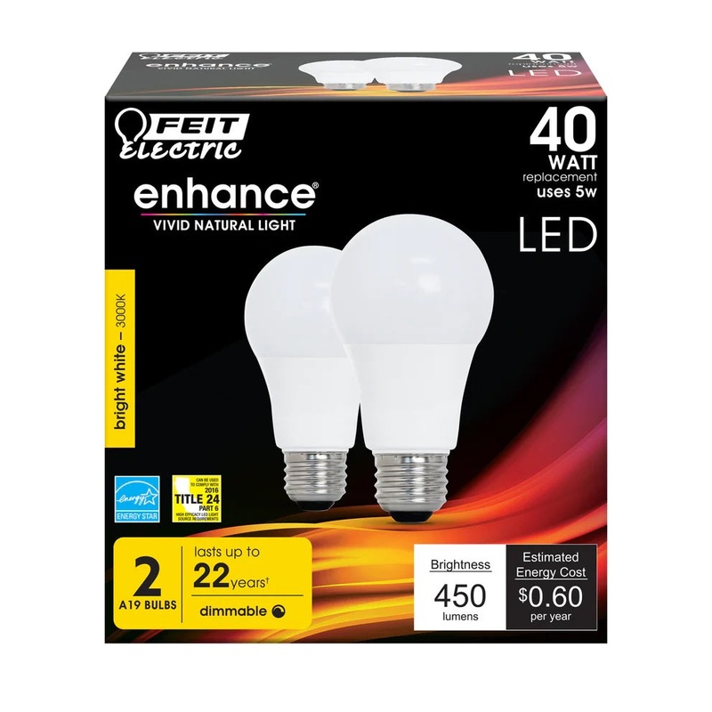 2-Pack 40W Enhance LED Light Bulbs OM408 3000K Bright White