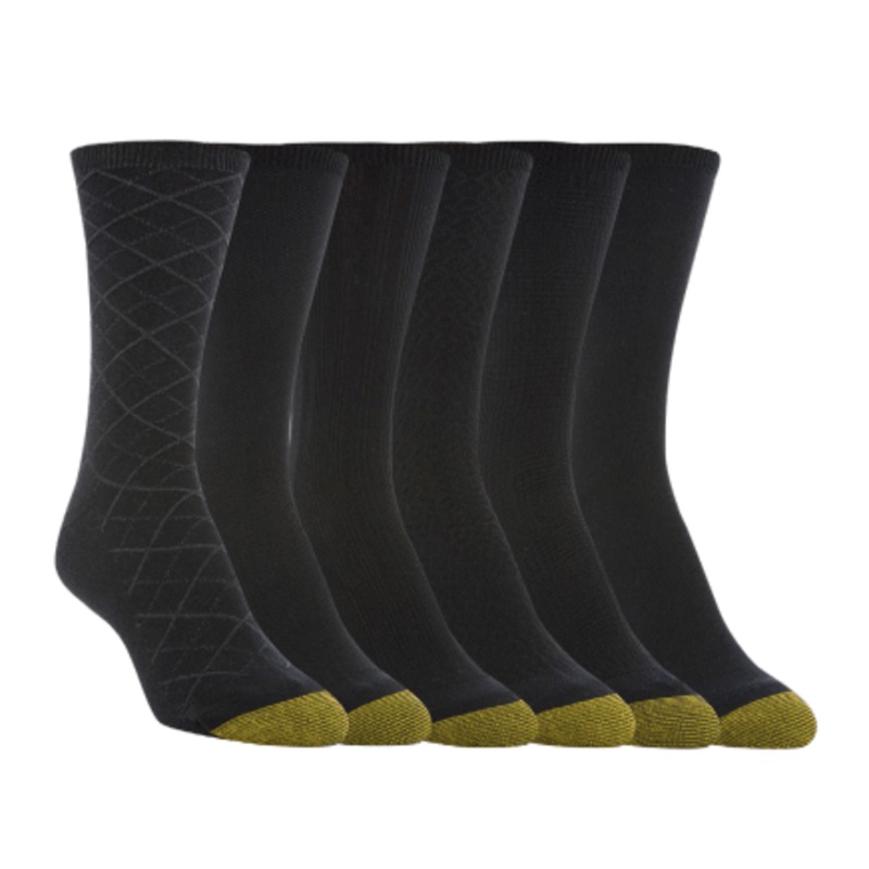 6-Pack Women’s Wardrobe Essentials Texture Crew Socks 5826 Black
