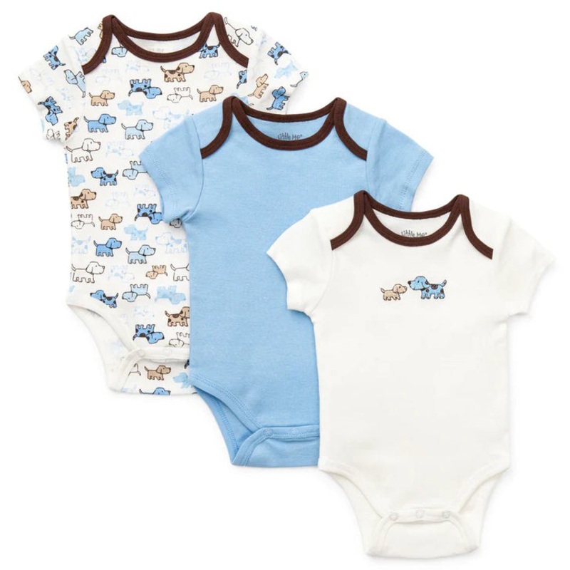 Baby Boys’ 3-Pack Cute Puppies Bodysuits LB802568N Newborn
