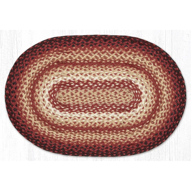 Braided Jute Rug Burgundy and Tan C-896 20 x 30