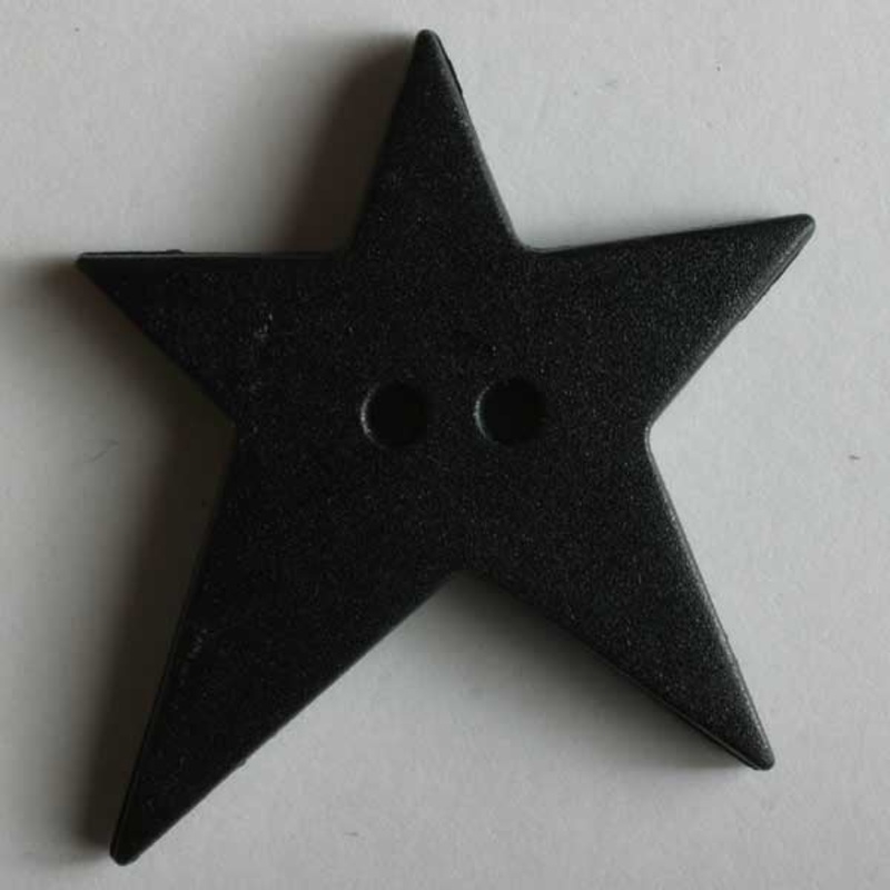 5 Point Star Button Black