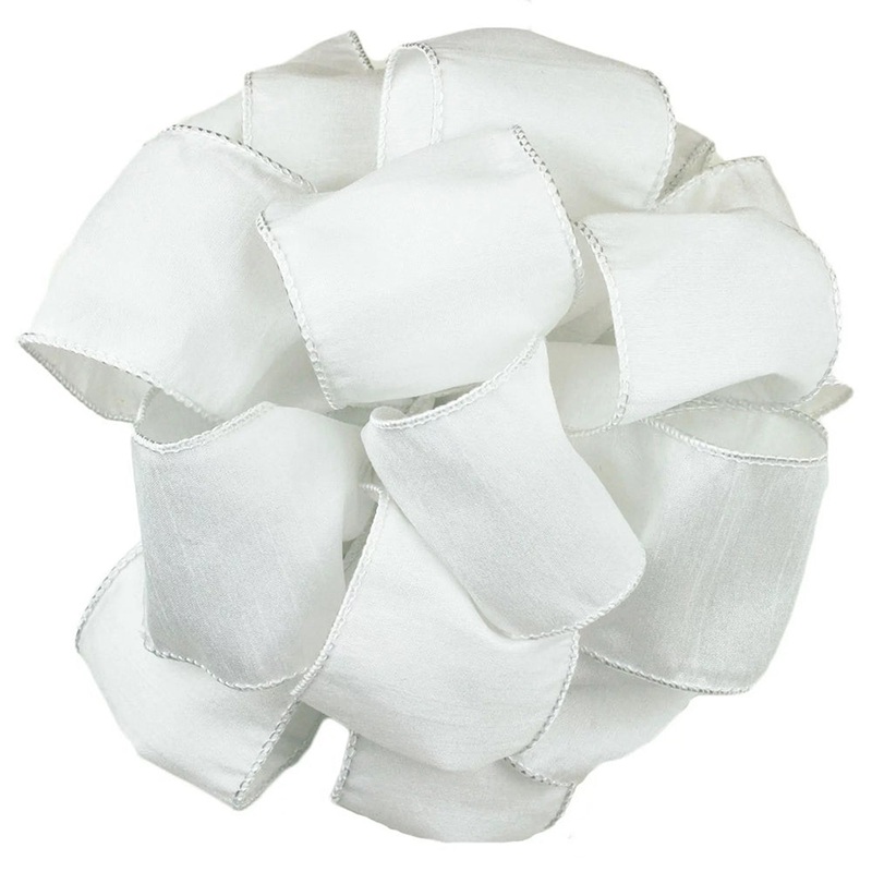Anisha Wire Edge Ribbon by the Yard White