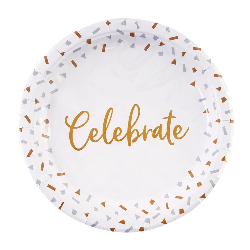 16-Pack Celebrate Round Paper Plates PW846 8-Inch Diameter