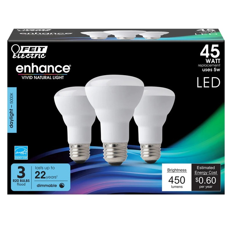 3-Pack 45W R20 Enhance Reflector LED Light Bulbs R20DM/9 5000K Daylight