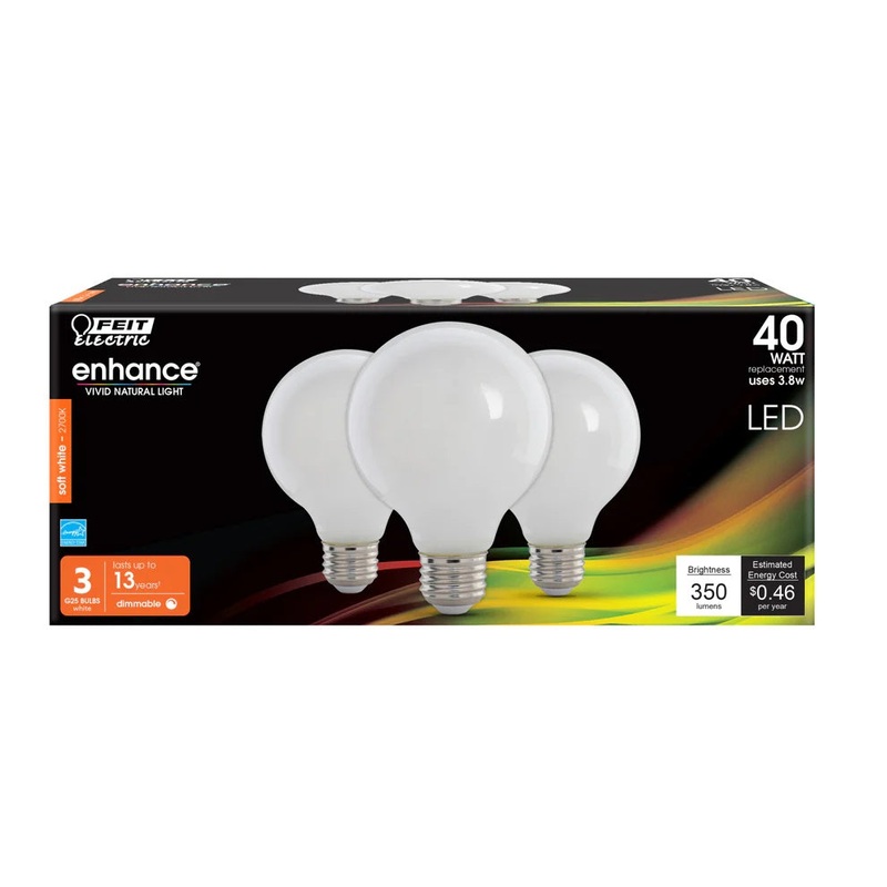3-Pack 40W G25 Enhance Globe LED Light Bulbs G2540W9 2700K Soft White