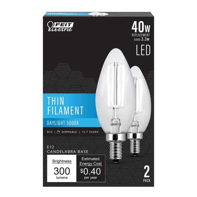 40W B10 LED Thin Filament Light Bulb CTC409 5000K Daylight
