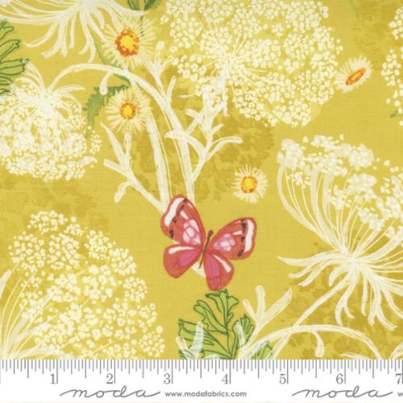 Wild Blossoms Collection Floral Butterflies Cotton Fabric 48733 Maize