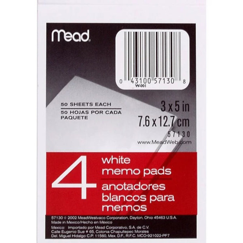 4-Pack 3×5 Memo Pads 57130