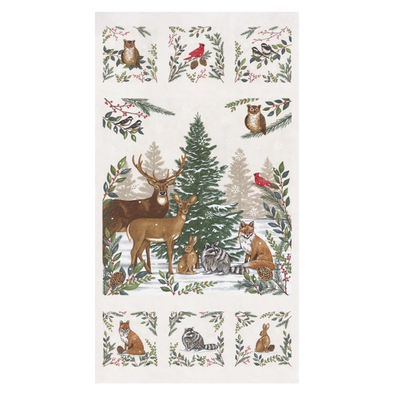 Woodland Winter Collection Cotton Panel 56099 White