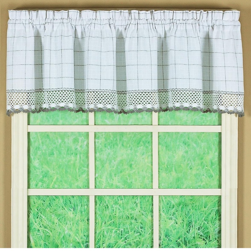 Adirondack Curtains White & Gray Valance | 60″W x 12″L