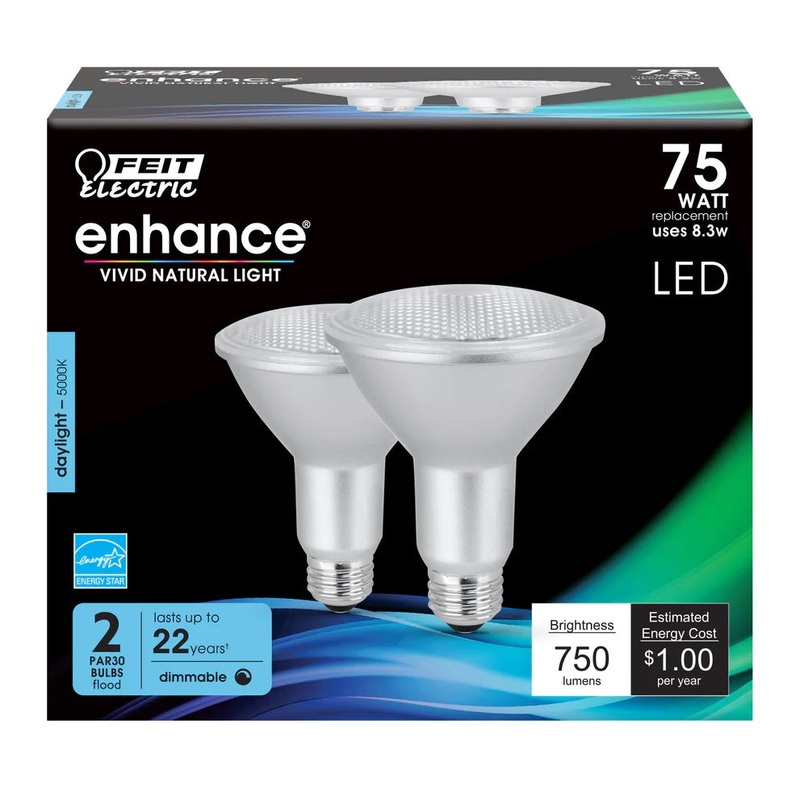 2-Pack 75W PAR30 Enhance LED Light Bulbs PAR30LDM/9 5000K Daylight