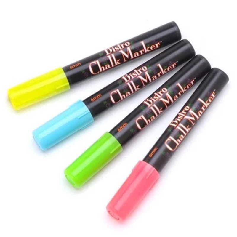 4-Pack Bistro Bullet Tip Chalk Markers Yellow, Blue, Green, Red